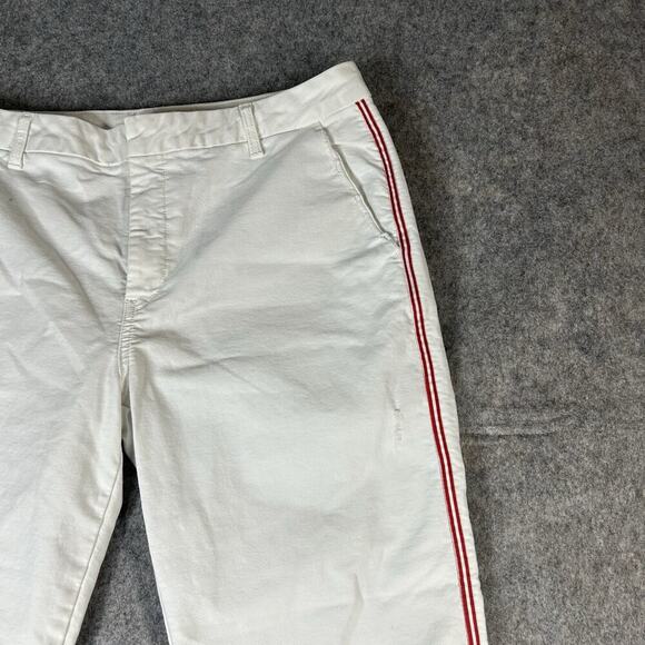 Sundry Le Soleil White Raw Hem Chinos Pants Women’s 31 Side Red Stripes Detail - Picture 4 of 13